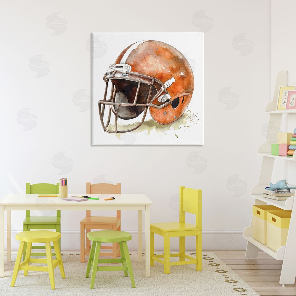 Creative Studio Red Football Helmet Stretched Canvas Wall Art in Room