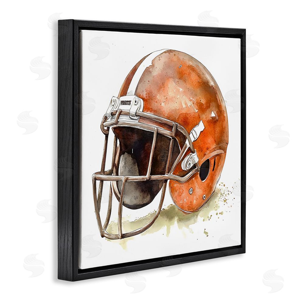 Creative Studio Red Football Helmet Black Floating Framed Canvas Wall Art