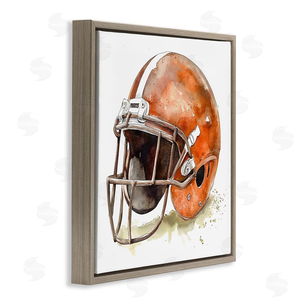 Creative Studio Red Football Helmet Brown Floating Framed Canvas Wall Art