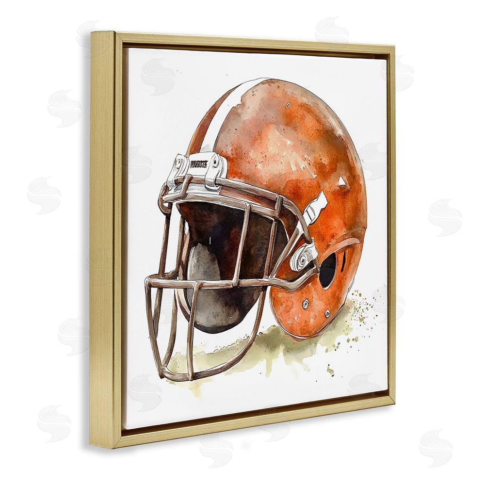 Creative Studio Red Football Helmet Gold Floating Framed Canvas Wall Art