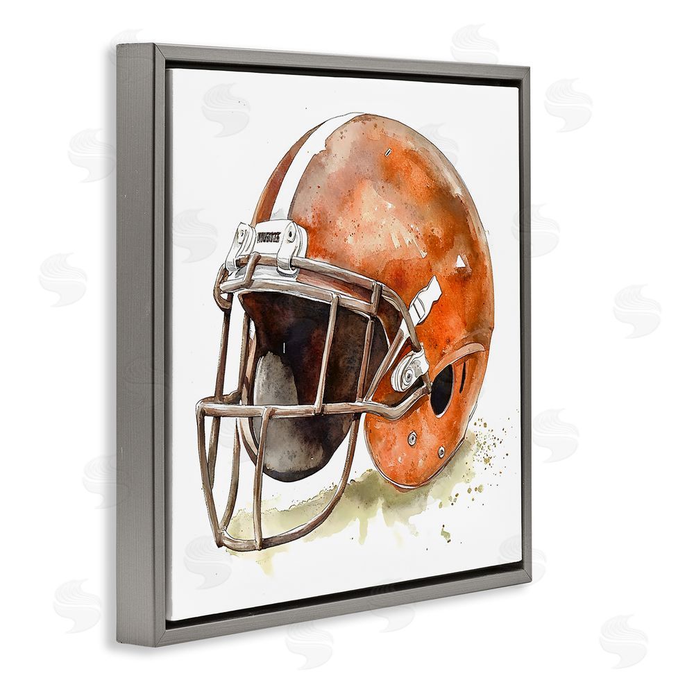 Creative Studio Red Football Helmet Gray Floating Framed Canvas Wall Art