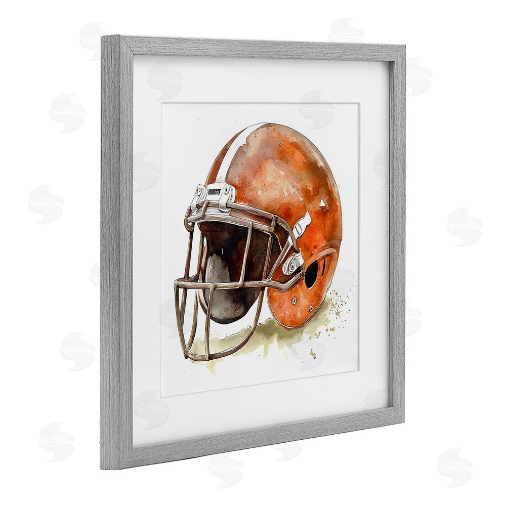 Creative Studio Red Football Helmet Gray Framed Print Under Glass Wall Art