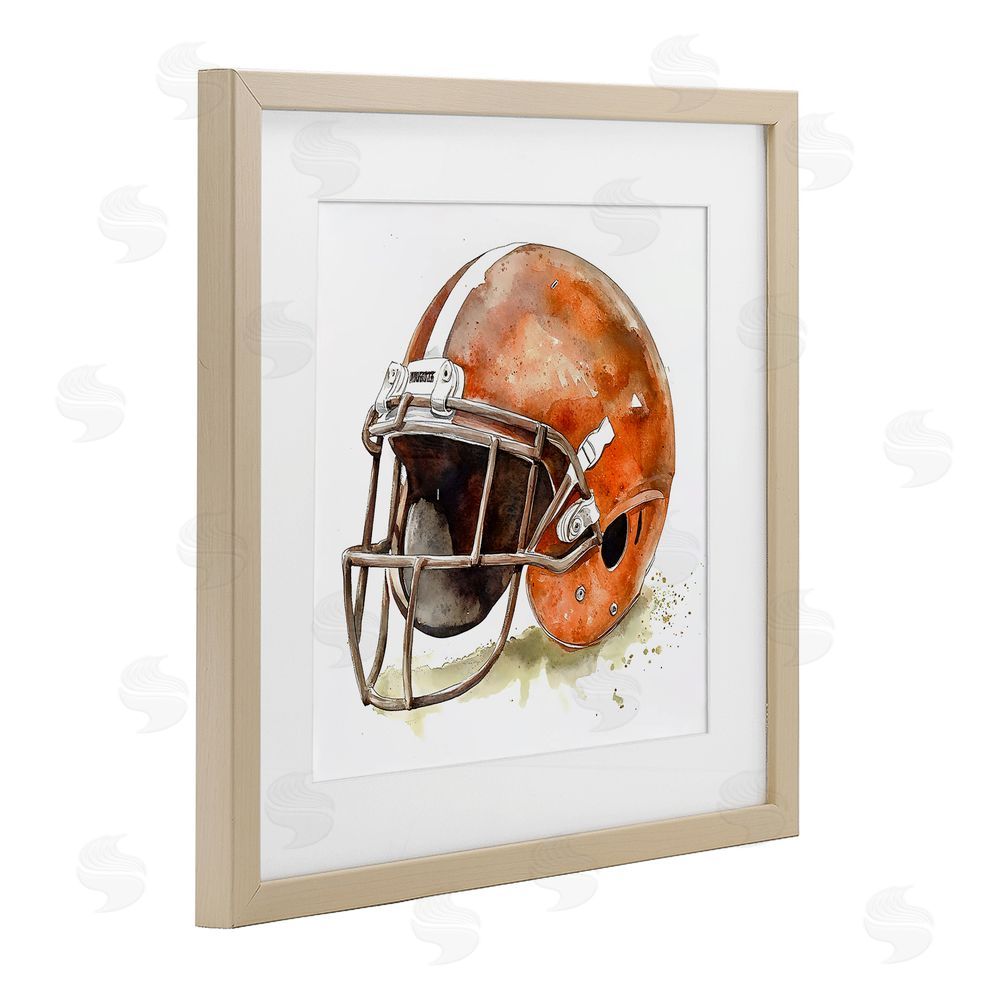 Creative Studio Red Football Helmet Brown Framed Print Under Glass Wall Art