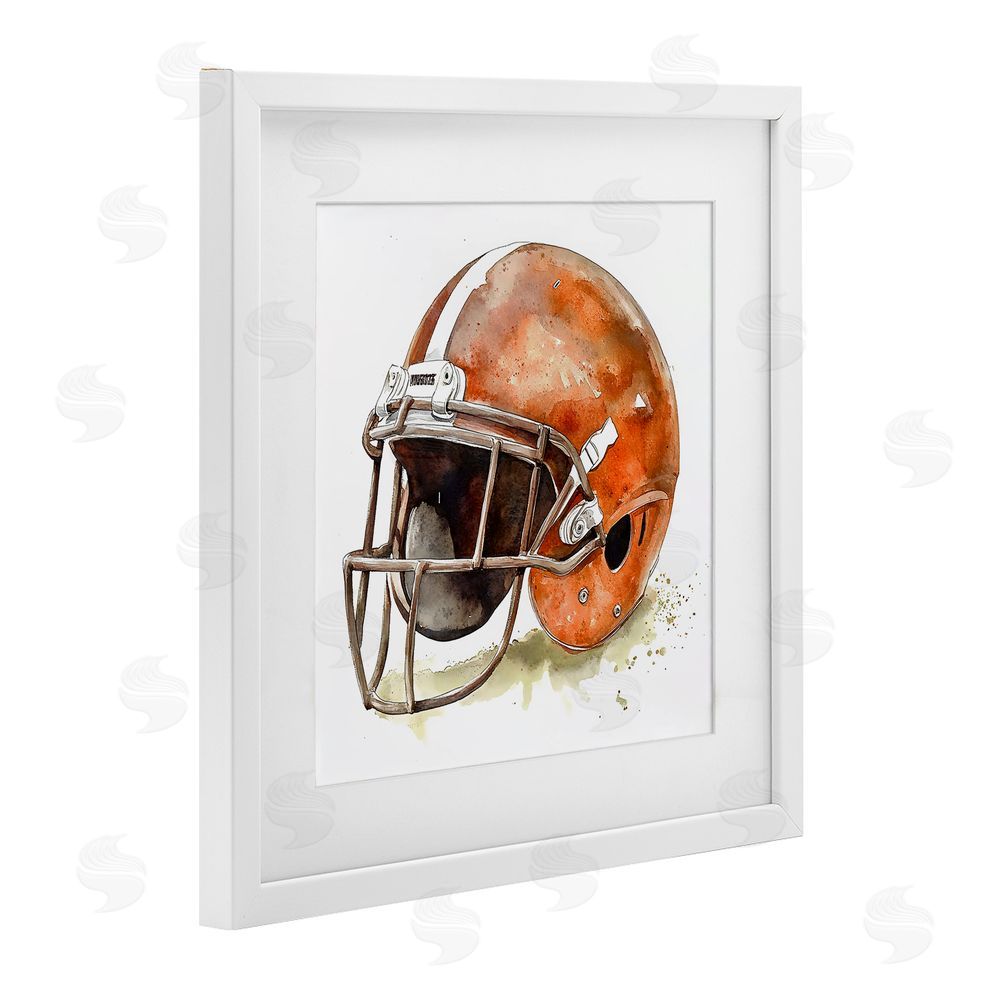 Creative Studio Red Football Helmet White Framed Print Under Glass Wall Art