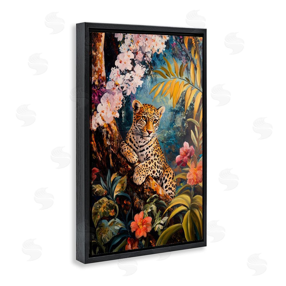 Petal Prints Design On The Wild Side Botanicals Black Floating Framed Canvas Wall Art