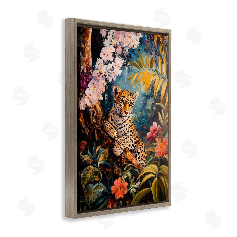 Petal Prints Design On The Wild Side Botanicals Brown Floating Framed Canvas Wall Art