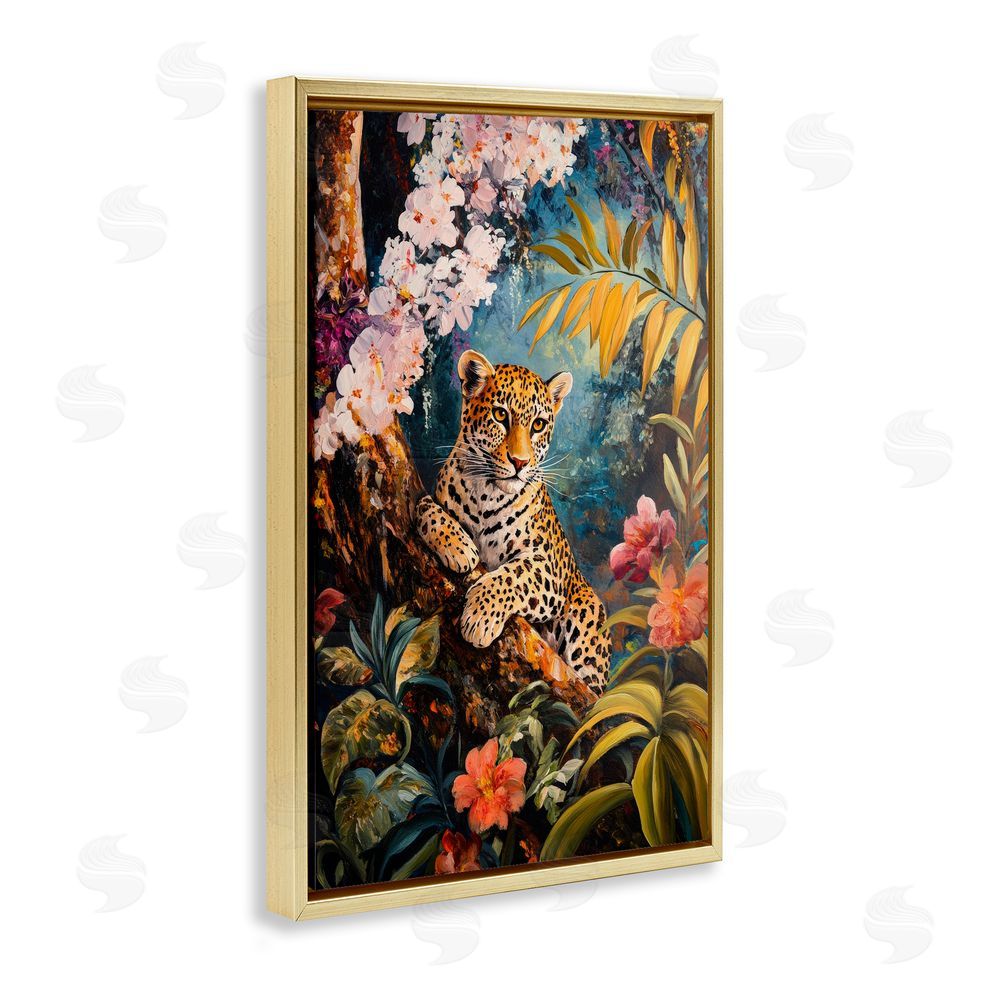 Petal Prints Design On The Wild Side Botanicals Gold Floating Framed Canvas Wall Art