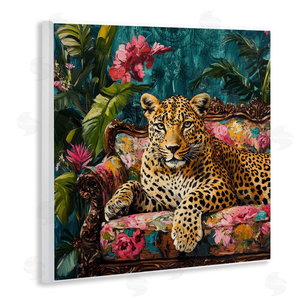 Petal Prints Design Fashionable Leopard on Floral Sofa Wall Plaque Home Decor Art Print
