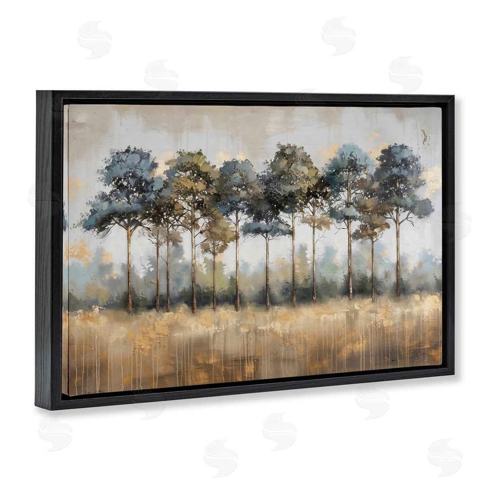 Creative Studio Green & Blue Forest Grove Black Floating Framed Canvas Wall Art