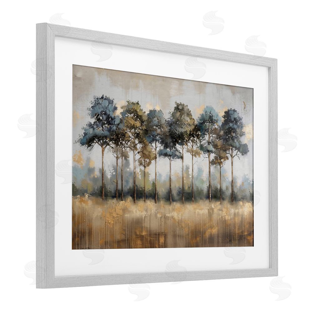 Creative Studio Green & Blue Forest Grove Gray Framed Print Under Glass Wall Art