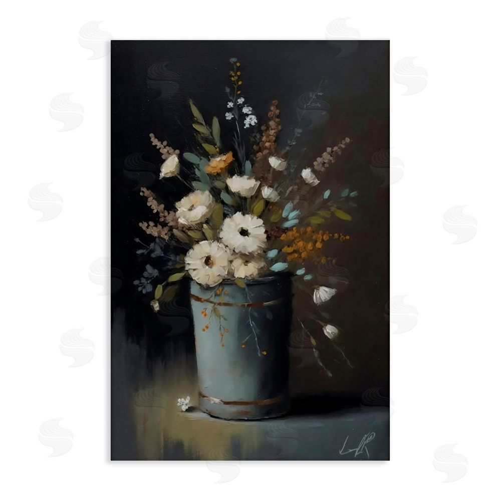 Creative Studio Rustic Floral Bouquet Bucket Stretched Canvas Wall Art