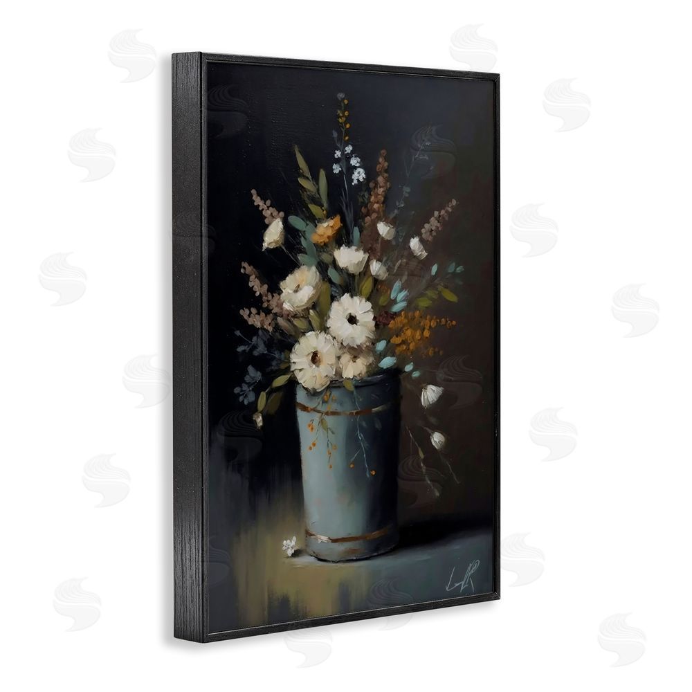 Creative Studio Rustic Floral Bouquet Bucket Black Framed Giclee Wall Art