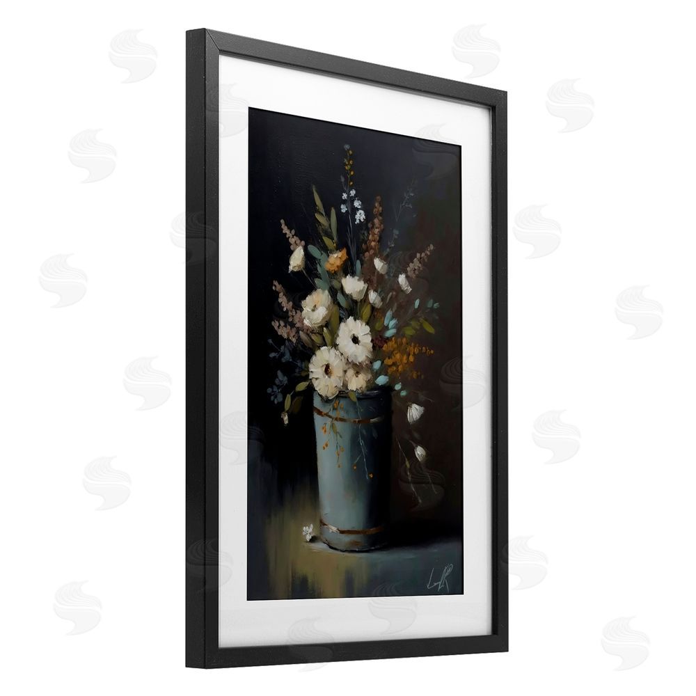 Creative Studio Rustic Floral Bouquet Bucket Black Framed Print Under Glass Wall Art