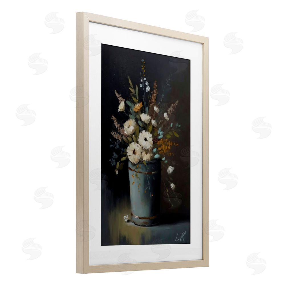 Creative Studio Rustic Floral Bouquet Bucket Brown Framed Print Under Glass Wall Art