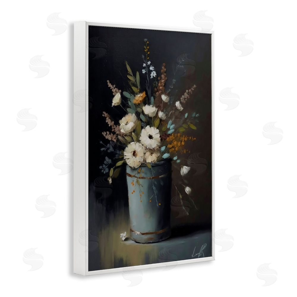 Creative Studio Rustic Floral Bouquet Bucket White Framed Giclee Wall Art