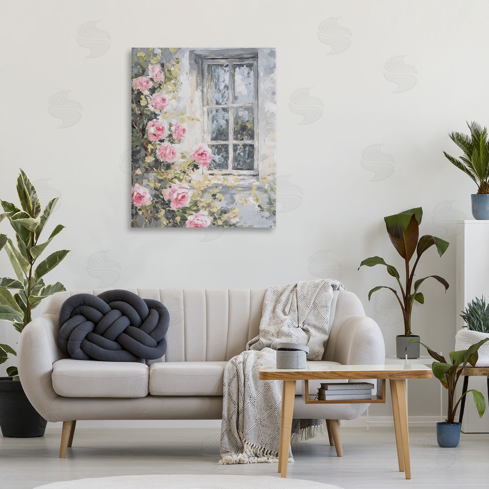 LSR Design Studio View Of Roses Cottage Window Stretched Canvas on Wall