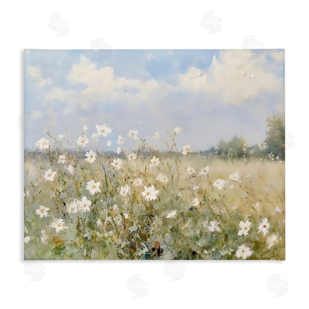 LSR Design Studio Neutral Wildflower Field in Bloom Stretched Canvas Wall Art
