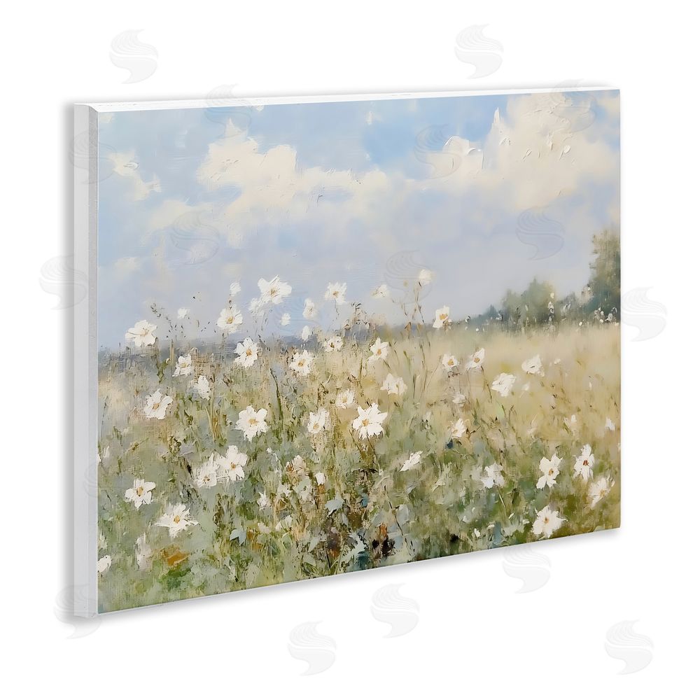 LSR Design Studio Neutral Wildflower Field in Bloom Wall Plaque Home Decor Art Print
