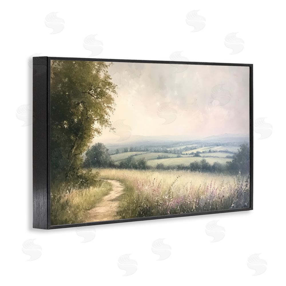 Petal Prints Design Rolling Farmlands in Distance Black Framed Giclee Wall Art