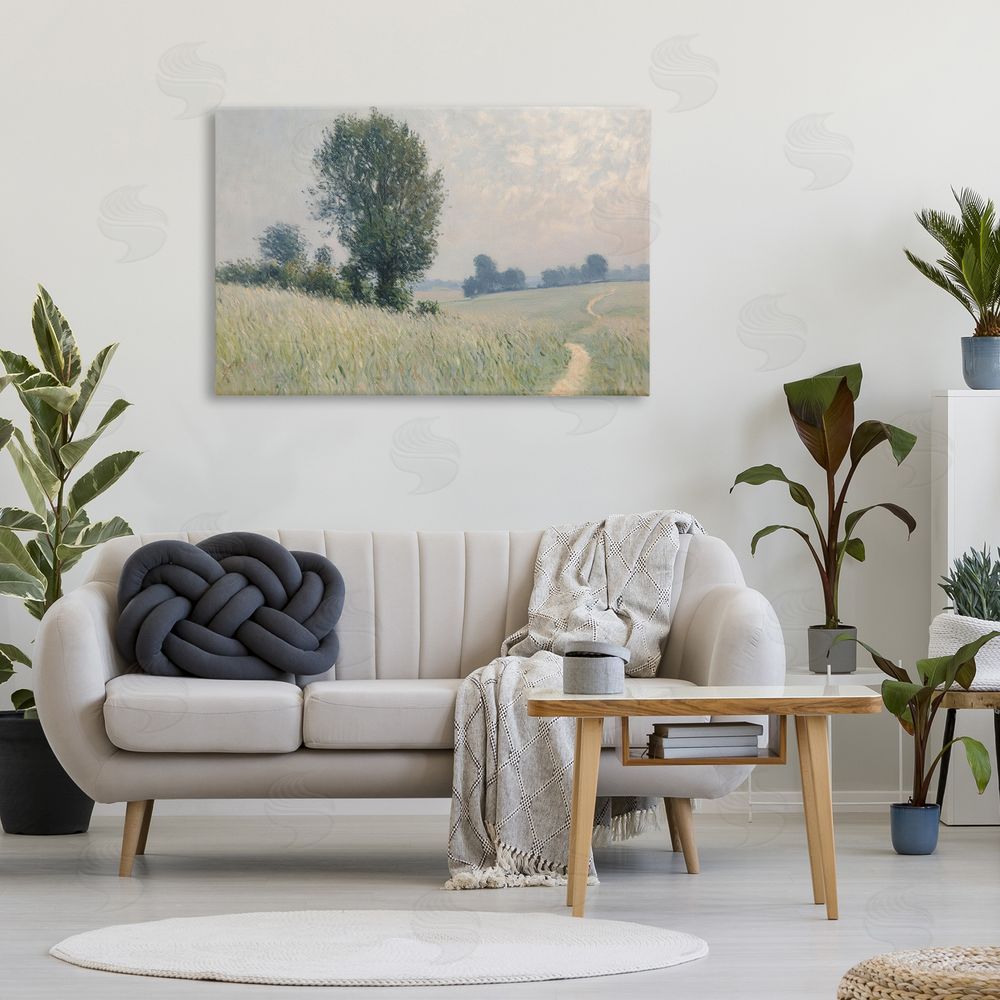 Petal Prints Design Tall Grass Path Through Meadow Stretched Canvas on Wall