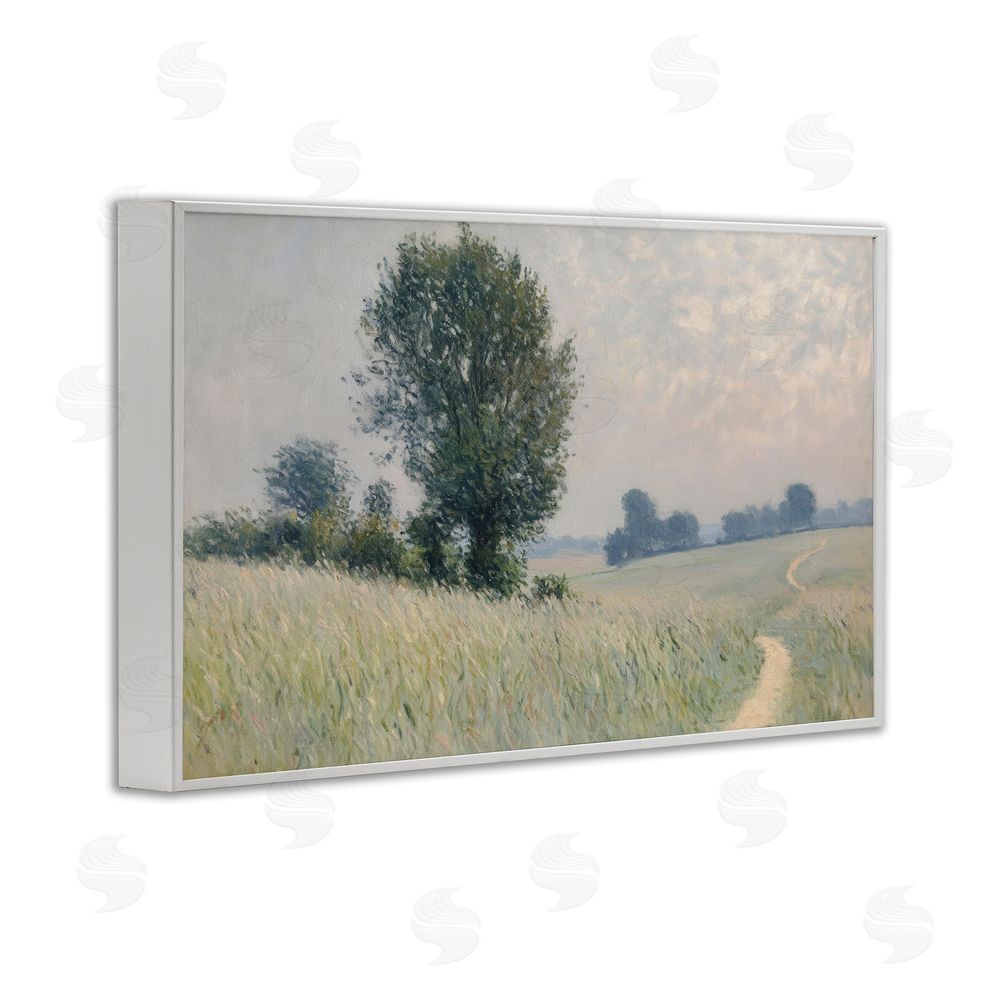 Petal Prints Design Tall Grass Path Through Meadow White Framed Giclee Wall Art Print