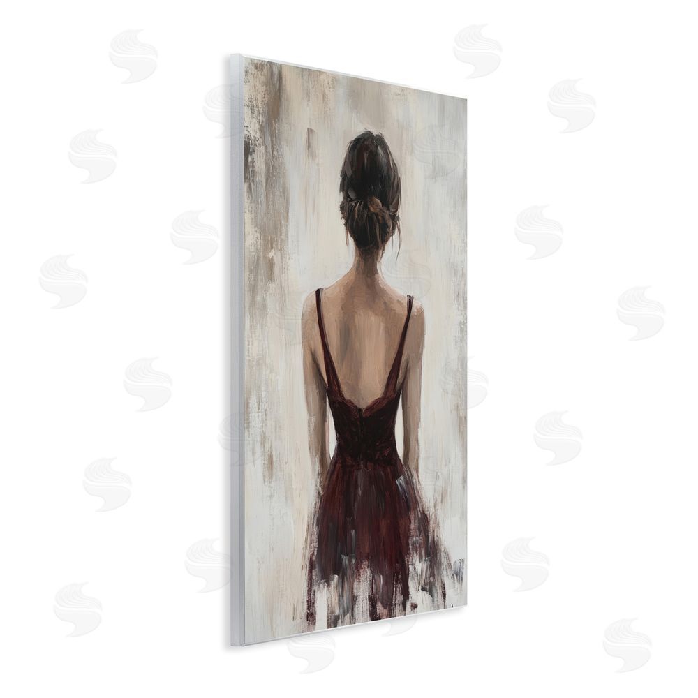 Petal Prints Design Portrait of Woman in Burgundy Wall Plaque Home Decor Art Print