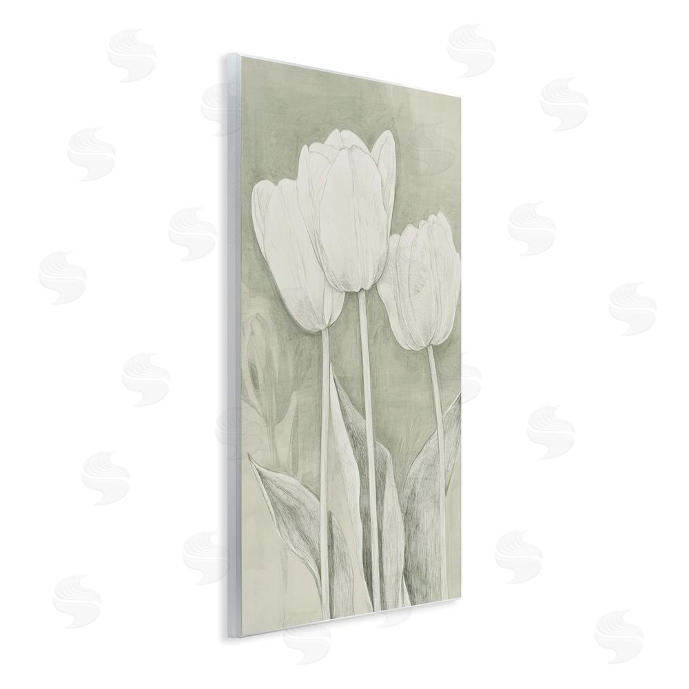 Petal Prints Design Faded Tulips Pencil Sketch Wall Plaque Home Decor Art Print