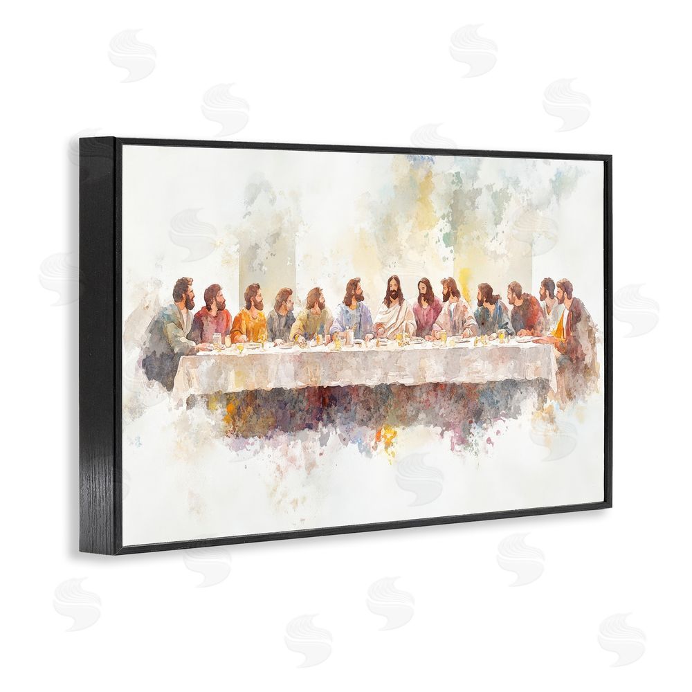 Petal Prints Design Watercolor Supper Spirituality Black Framed Giclee Wall Art Print
