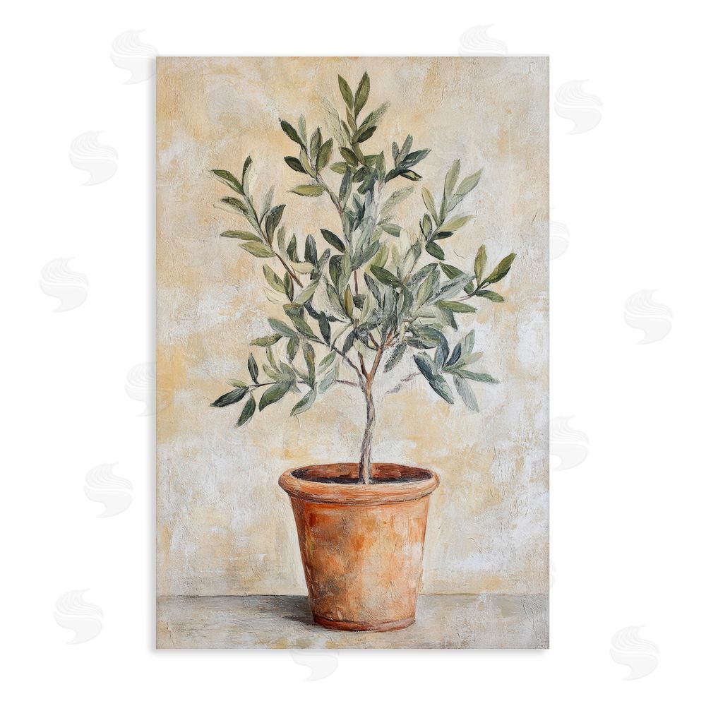 Petal Prints Design House Plant in Terracotta Stretched Canvas Wall Art