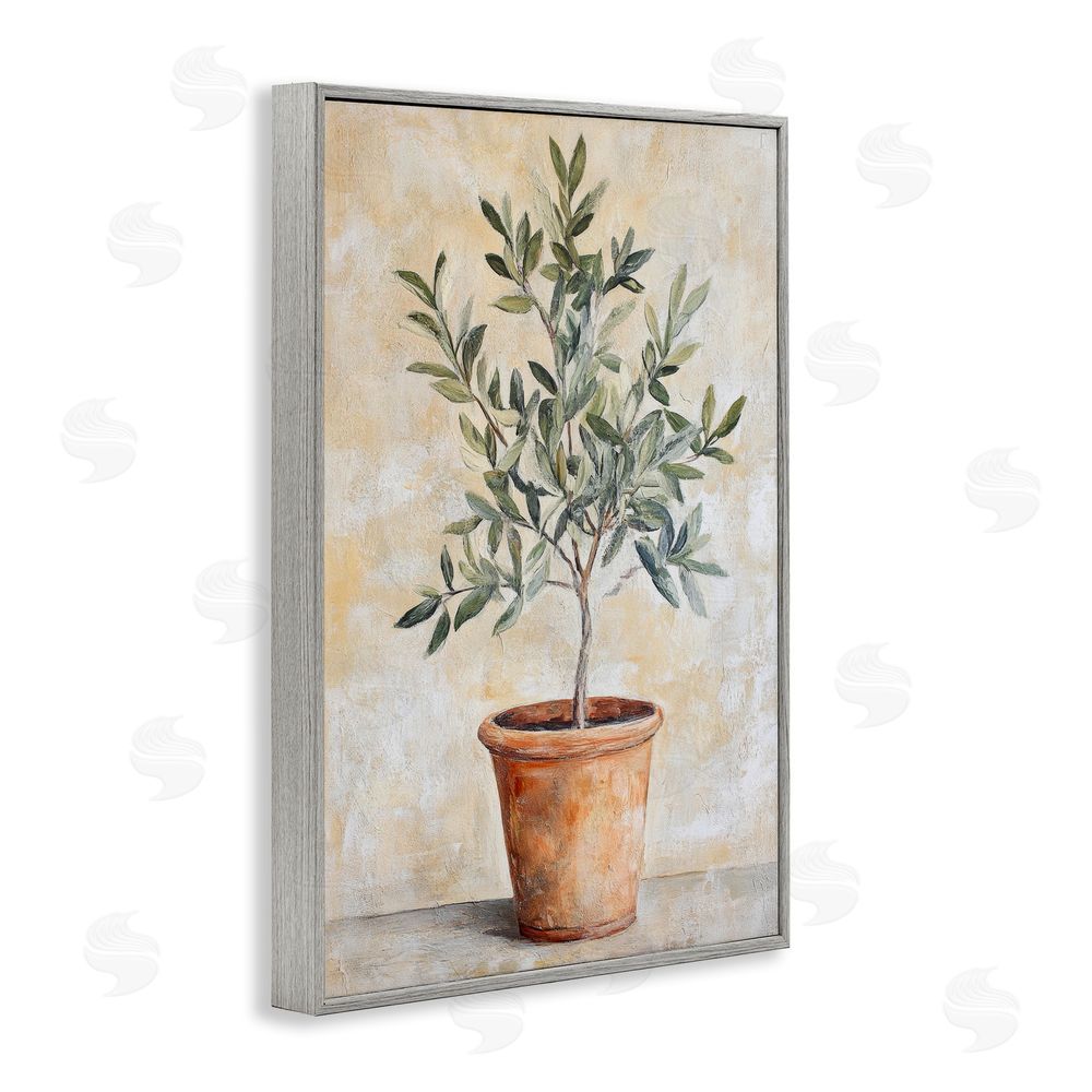 Petal Prints Design House Plant in Terracotta Gray Framed Giclee Wall Art