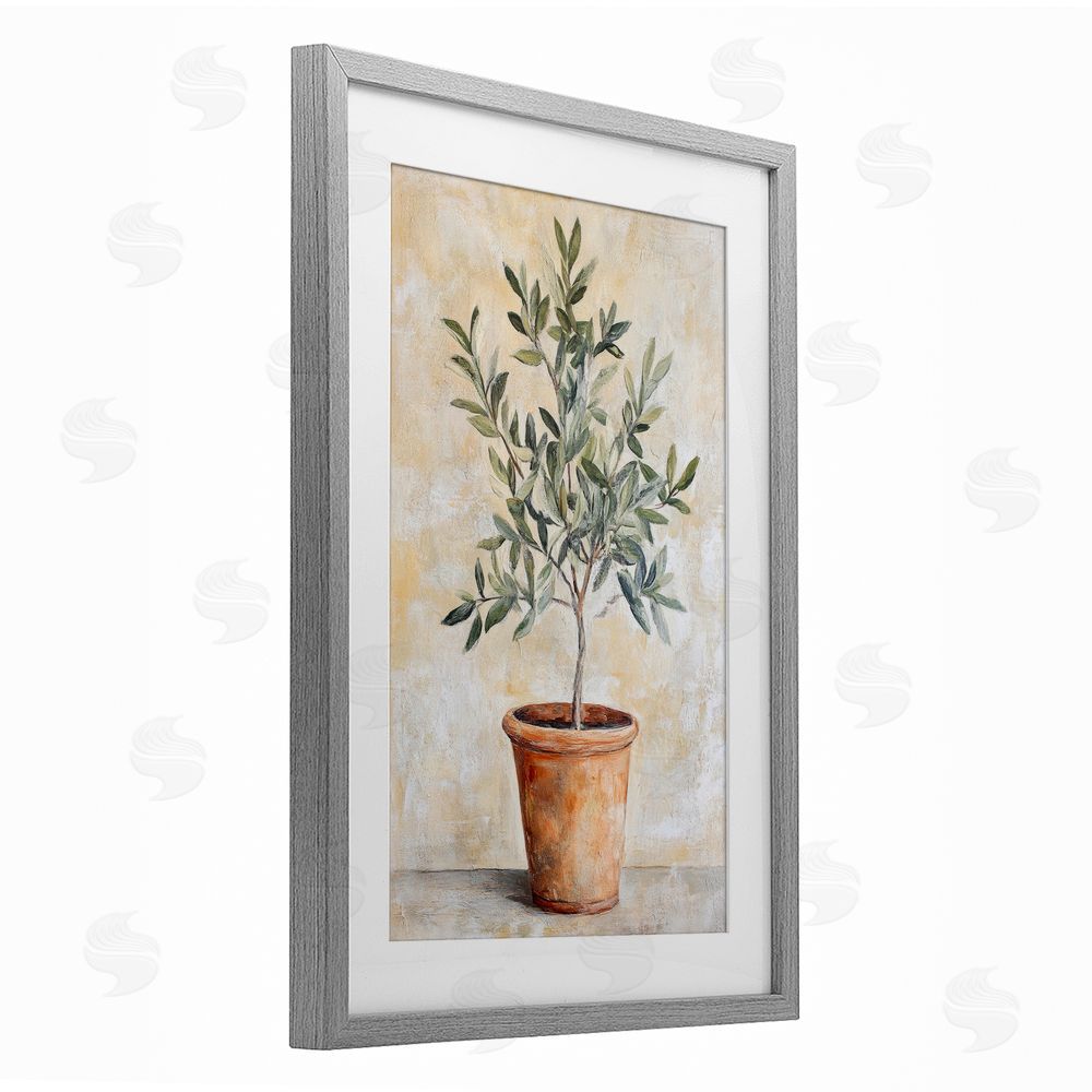 Petal Prints Design House Plant in Terracotta Gray Framed Print Under Glass Wall Art