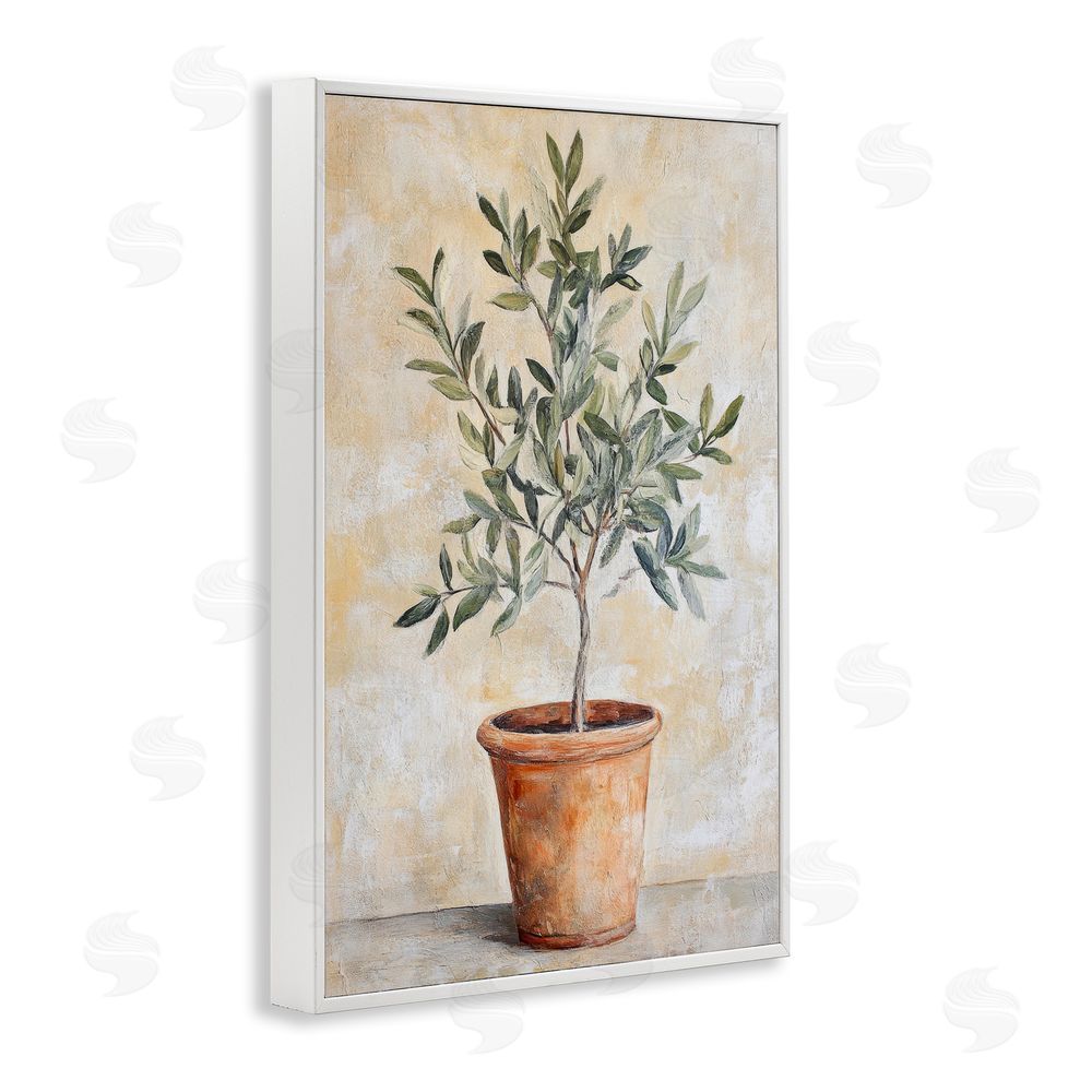 Petal Prints Design House Plant in Terracotta White Framed Giclee Wall Art