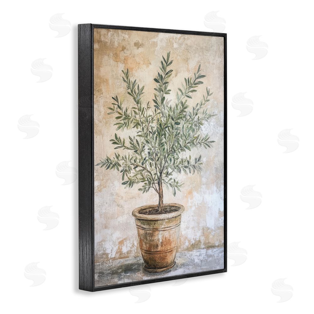 Petal Prints Design Mediterranean Potted Olive Black Framed Giclee Wall Art