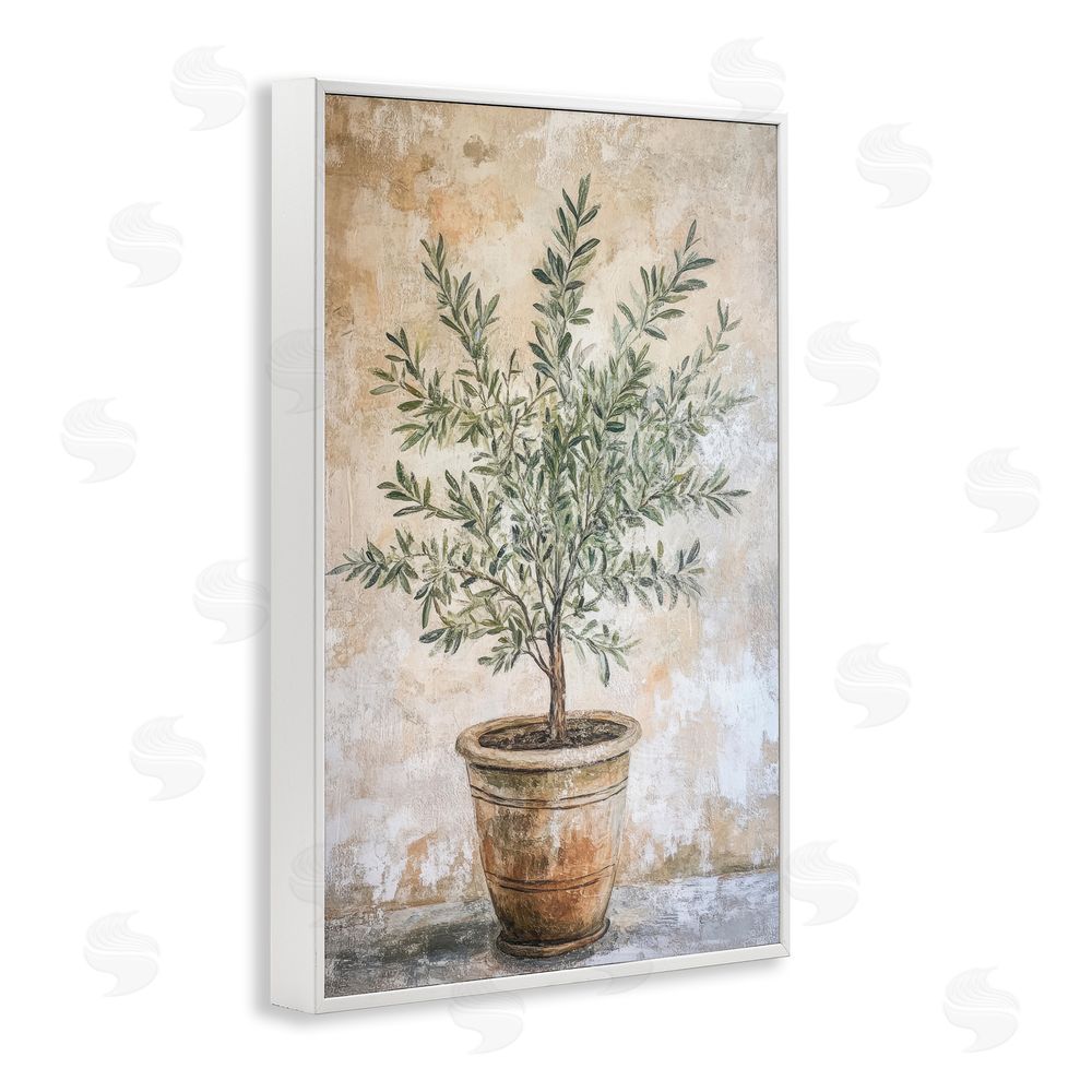 Petal Prints Design Mediterranean Potted Olive White Framed Giclee Wall Art