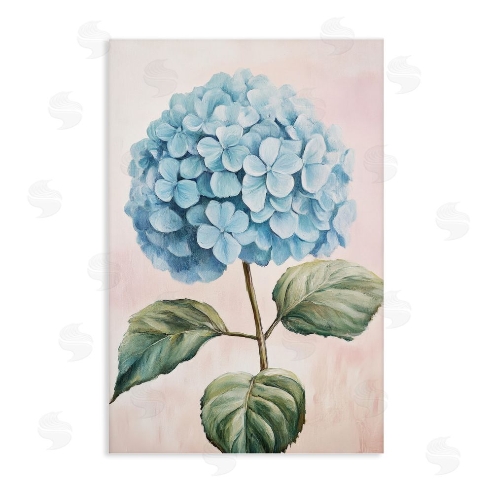 Petal Prints Design Delicate Baby Blue Hydrangea Stretched Canvas Wall Art