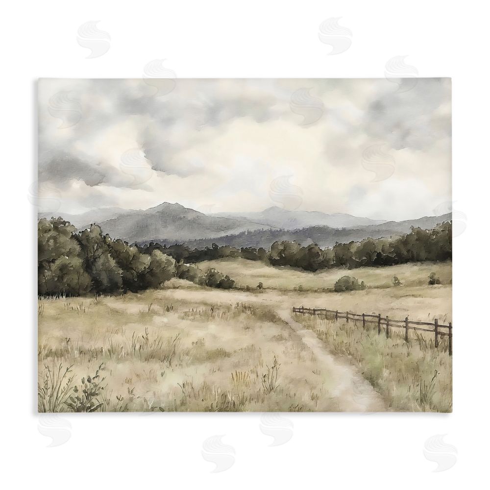 Riley B Muted Trail Along Fence Stretched Canvas Wall Art