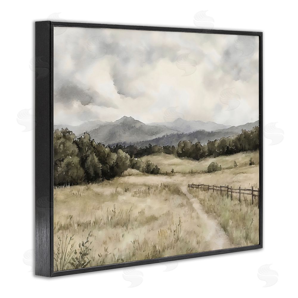 Riley B Muted Trail Along Fence Black Framed Giclee Wall Art