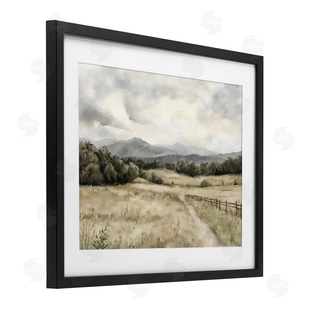 Riley B Muted Trail Along Fence Black Framed Print Under Glass Wall Art