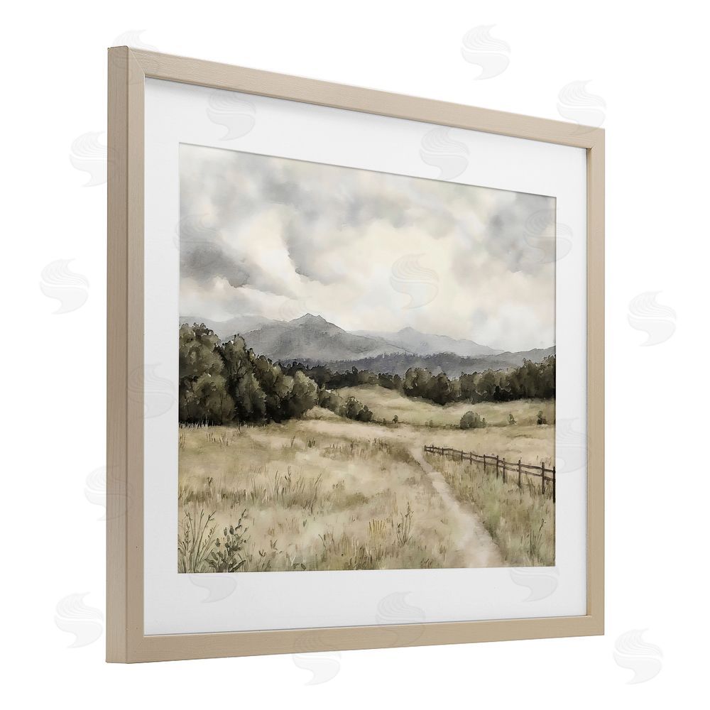 Riley B Muted Trail Along Fence Brown Framed Print Under Glass Wall Art