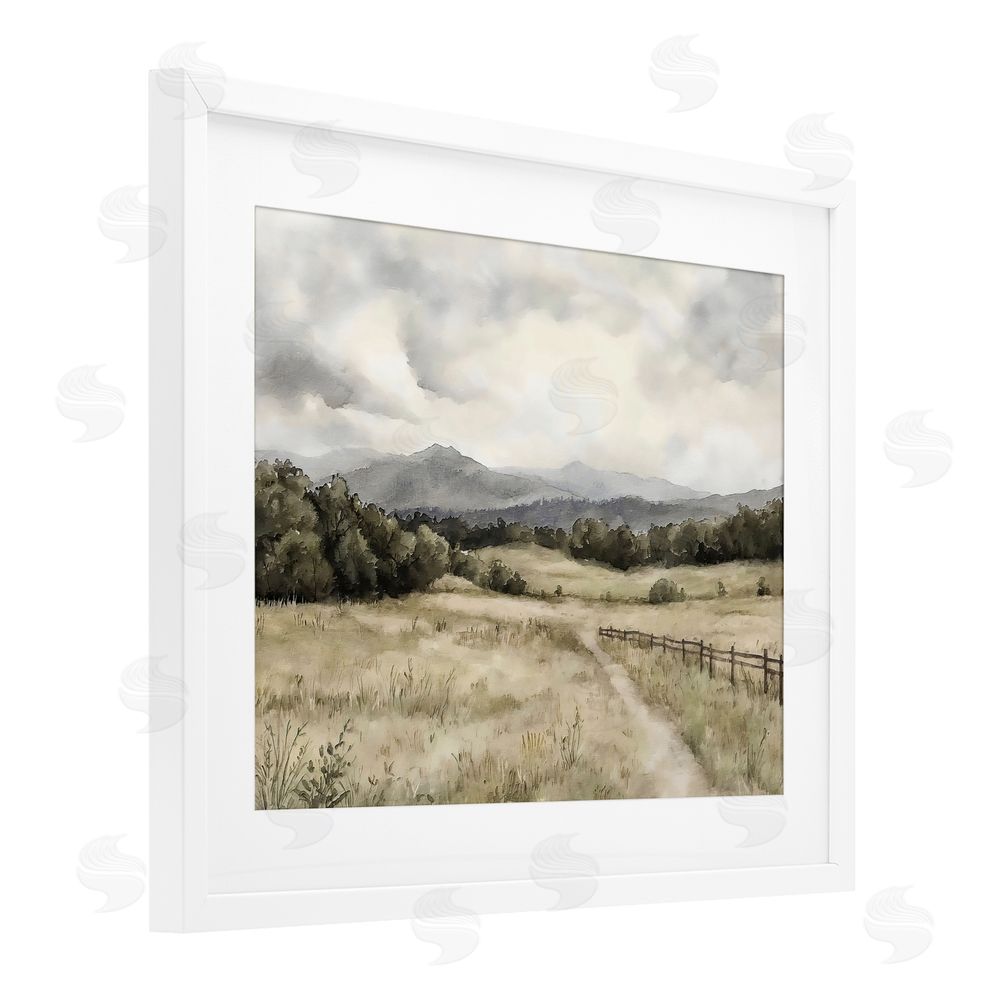 Riley B Muted Trail Along Fence White Framed Print Under Glass Wall Art