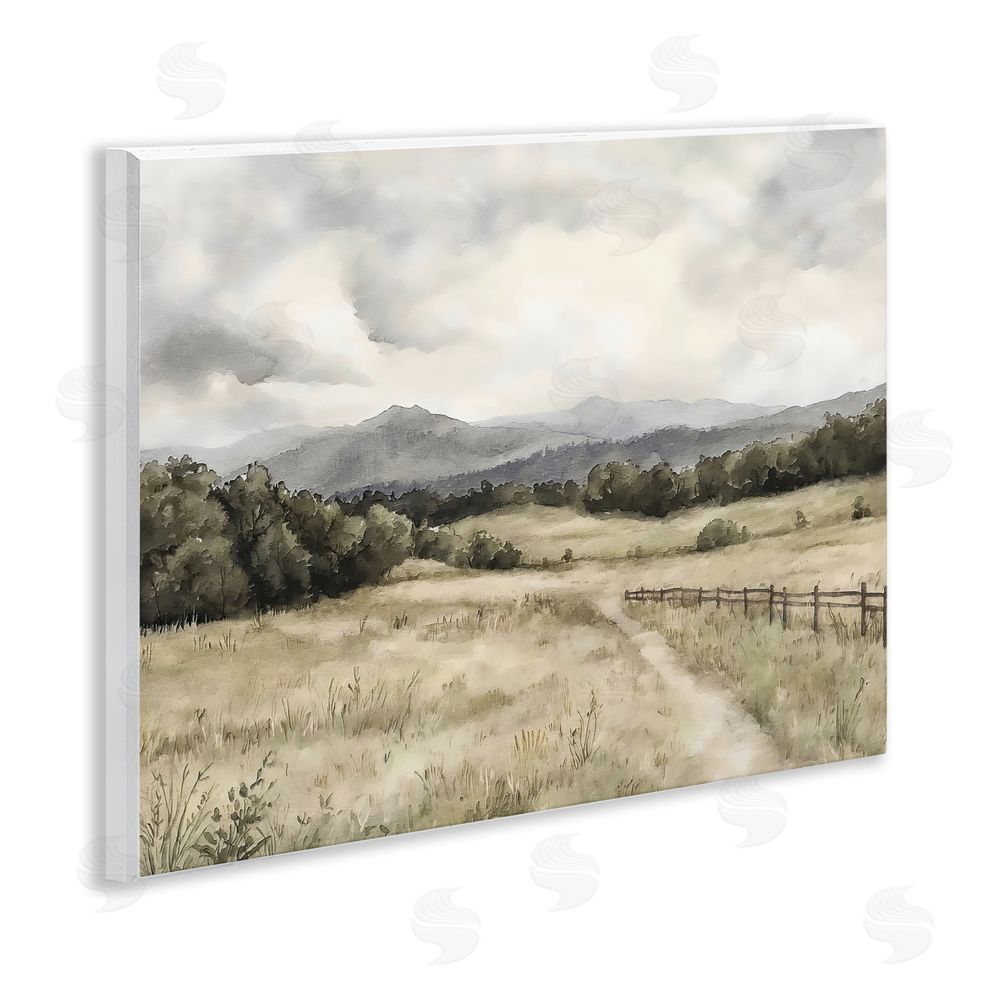 Riley B Muted Trail Along Fence Wall Plaque Home Decor Art Print