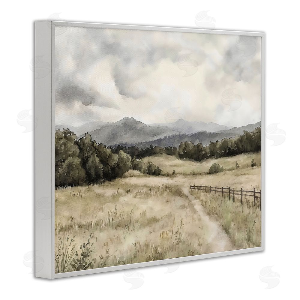Riley B Muted Trail Along Fence White Framed Giclee Wall Art
