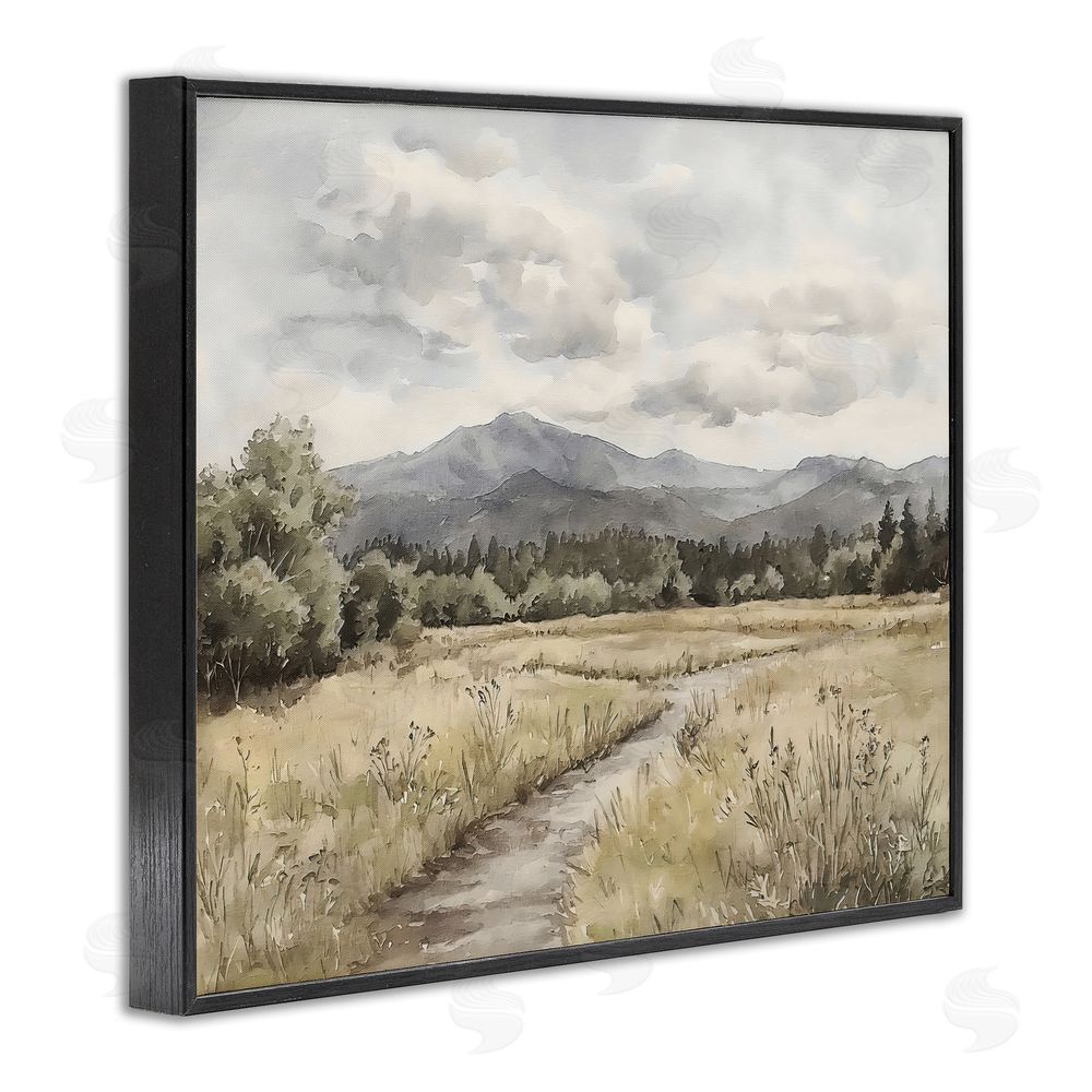 Riley B Muted Pathway to Mountains Black Framed Giclee Wall Art