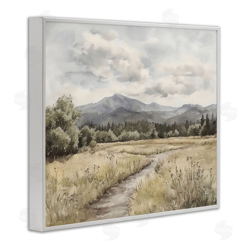 Riley B Muted Pathway to Mountains White Framed Giclee Wall Art