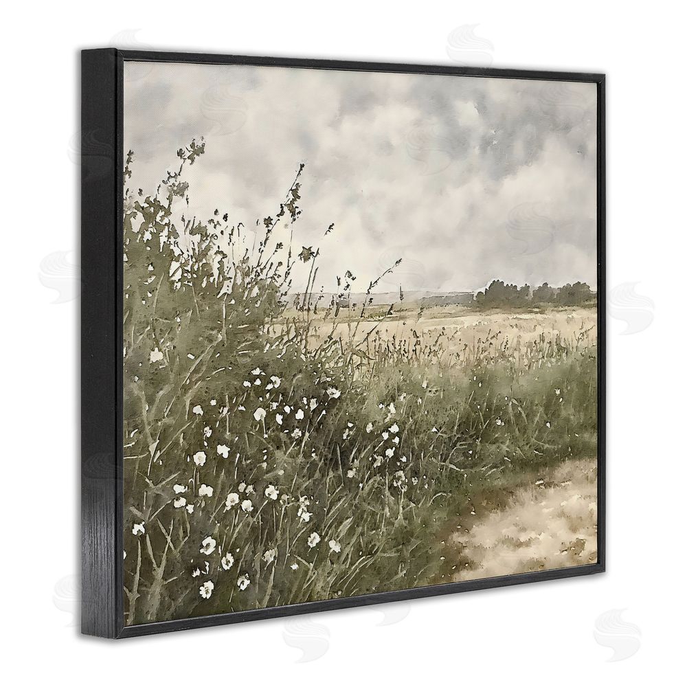 Riley B Soft Meadow Landscape at Dusk Black Framed Giclee Wall Art Print