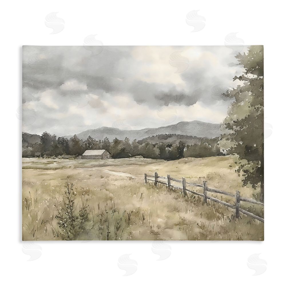 Riley B Muted Valley Cottage Stretched Canvas Wall Art