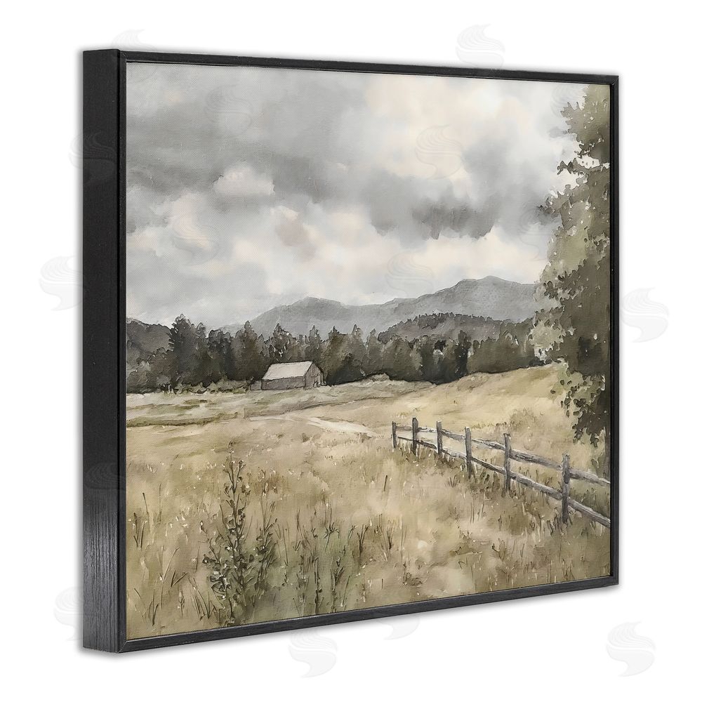 Riley B Muted Valley Cottage Black Framed Giclee Wall Art