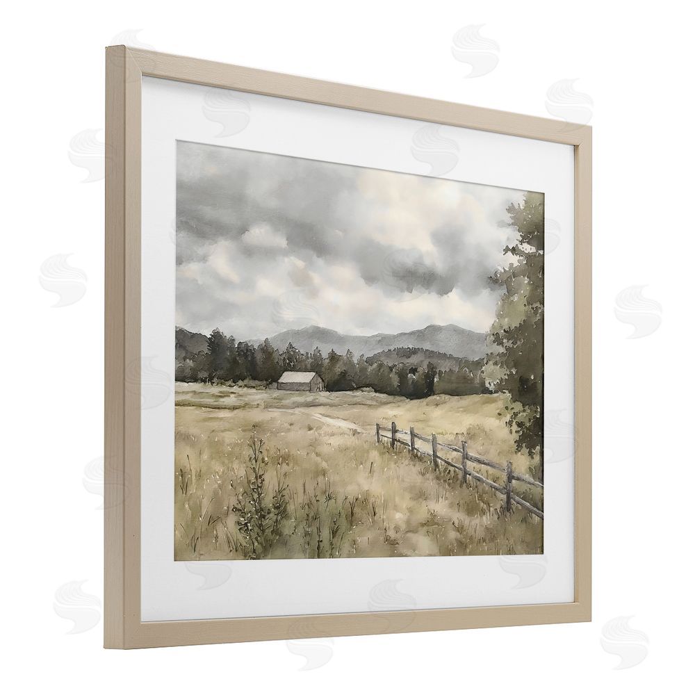 Riley B Muted Valley Cottage Brown Framed Print Under Glass Wall Art