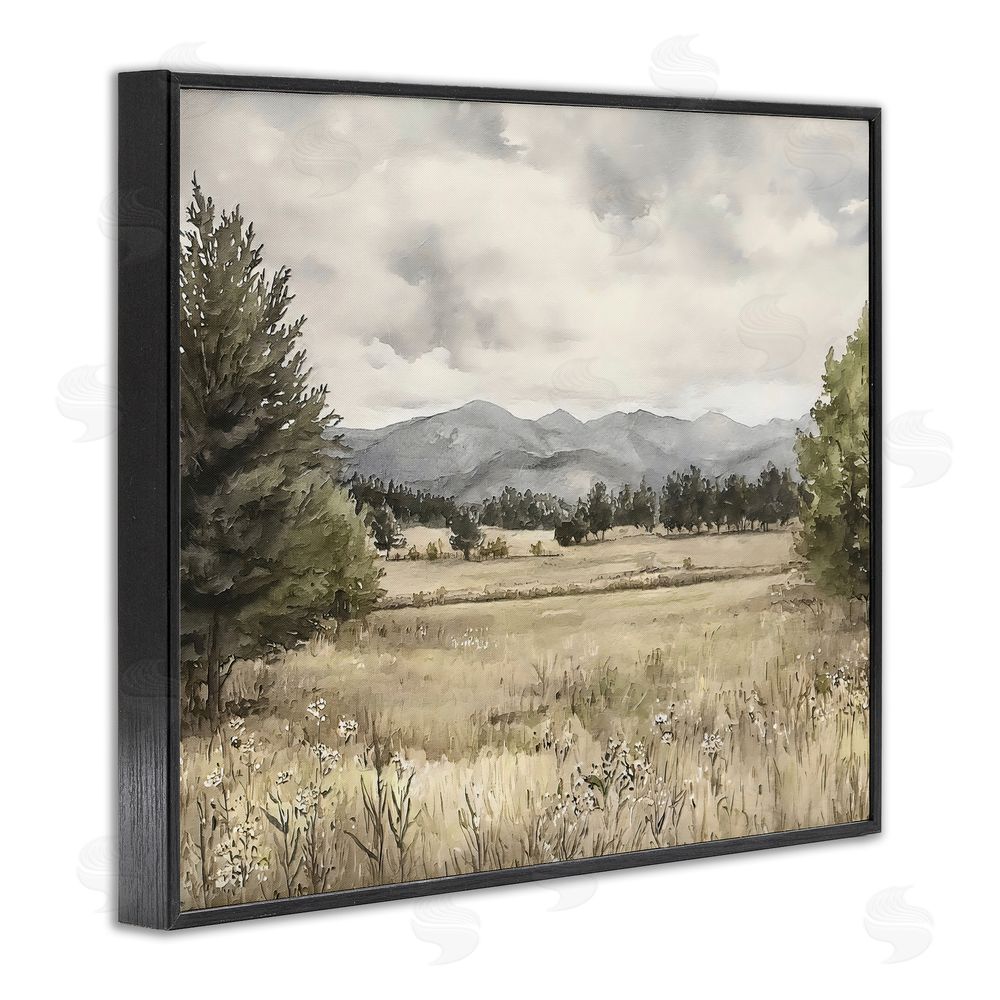 Riley B Muted Mountain Meadow Black Framed Giclee Wall Art