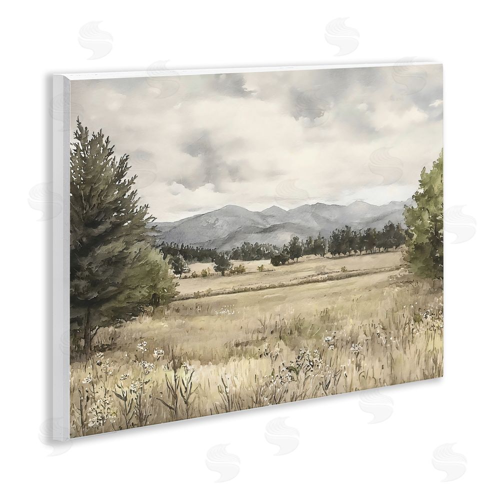Riley B Muted Mountain Meadow Wall Plaque Home Decor Art Print